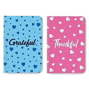 Factor Notes Notebooks: 2-in-1 Pack, 90 GSM Natural Shade Paper Journal Diary, B6, 224 Pages (Grateful & Thankful - Dot Grid)