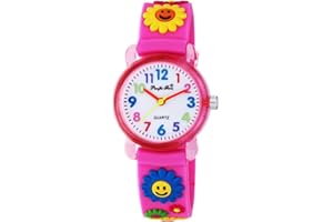 Pacific Time Armbanduhr Mädchen fröhliche Bunte Blumen Analog Quarz pink 20042