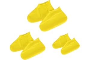 ‎DRAGONX2 3 Paar Wasserdichte ÜBerschuhe Wasserdichte Silikon ÜBerschuhe Rutschfester ÜBerschuh Wiederverwendbare Rutschfeste ÜBerschuhe Geeignet für Regentage, Einsame SträNde, Schlammige StraßEn (Gelb)