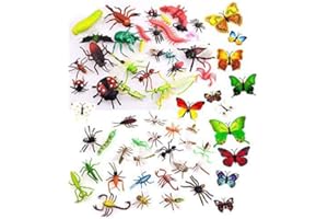 OOTSR 39pcs Plastic Insects and Bugs for Kids, Insect Figures Toys with Colorful Butterfly Wall Sticker for Education/Halloween Toys/Themed Parties/Birthday Gifts