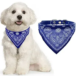 Adjustable Scarf Cum Bandana Cum Neckerchief Collar for Puppy/Cat/Kitten (Blue)