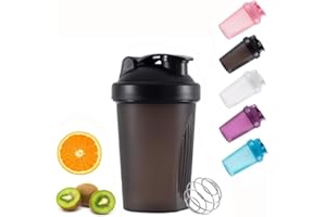 zukent Protein Shaker Bottle Water Bottle with Stainless Steel Mixball Leak-Proof Protein Shakes BPA Free Mixer Shaker Bottle Milkshake Cups for Fitness Sports Gym for Men and Women - 400ml