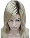 Kalyss women's Dark Rooted Long Blonde wig 100% Full Imported Heat resistant japanese Kanekalon As Real Hair wigs
