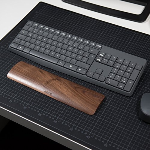 kalibri Reposamu  ecas para teclado y rat  n - Apoyo de mu  ecas para el ordenador - Soporte de mano - Tama  o M 30 x 7 6 x 1CM en madera de nogal