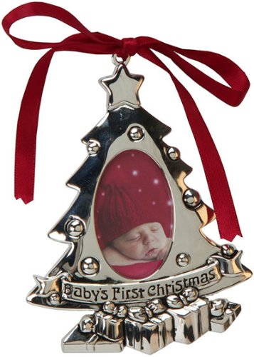 Baby's First Christmas Tree Silver Plated Photo Frame Ornament/Decoration Keep Sake Gift (Silver Plated)