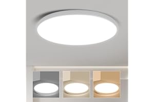 CANMEIJIA Plafon LED Techo 24W, Plafones para Techo LED 3000K 4000K 6500K Ultra Delgado Lamparas de Techo IP44 Luz LED Lampara Techo Regulable para Dormitorio Cocina Salon Baño Comedor Pasillo Ø30CM