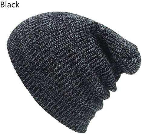 wangsoar Winter Casual Cotton Knit Hat Men Baggy Beanie Hat Crochet Outdoor Ski Cap Street Dance Mask Skullies Toucas Gorros Black
