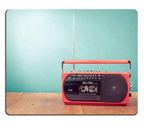 luxlady Mousepads Old Retro Rot Radio Kassetten Rekorder auf Tisch vor mint grün Hintergrund Bild 23950165 Individuelle Art Desktop Laptop Gaming Mauspad