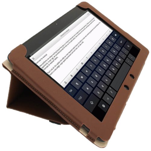 igadgitz ‚Portfolio‘ Braun PU Leder Tasche Schutzhülle Hülle Ledertasche Lederetui Etui Case für Asus Eee Pad Transformer & Keyboard Dock TF300 TF300T TF300TG & TF300TL 10.1″ Android Tablet - 4