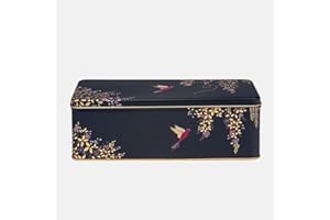 ELITE GIFT BOXES Sara Miller – Scatola di latta rettangolare, sfondo blu scuro con uccellino