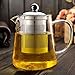 Produktbild FairytaleMM Ungiftige Transparente klare Borosilikatglas-Teekanne Elegante Glasteetasse-Teekanne mit Edelstahl-Infuser-Sieb, transparent
