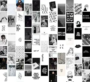 Quary Aesthetic Wall Collage Kit 70pcs 4?6inch Black and White Aesthetic Posters Water Resistant Paper Comes With Adhesive Tape From Top To Bottom