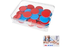 OUDQFCJ 50 Gettoni Plastica Didattici Wendeplättchen per Matematica e Contare (1 Scatola in Plastica) Rosso Blu