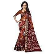 Kiranz Web Store Women's BhagalPuri cotton Silk Saree With Blouse Piece (KWS_135_Bandhani_Maroon&Brown Color)