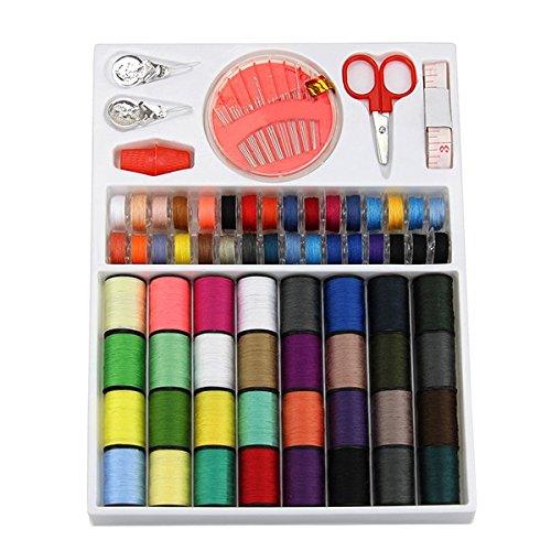 NiceButy 64 Bobines Fils à Coudre Fils de Machine à Coudre en Polyester avec Ciseaux Règle Souple Aiguille