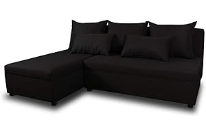‎SOFNET Ecksofa Pono mit Schlaffunktion - Couchgarnitur, Eckcouch, Sofa, Sofagarnitur, Bettsofa, L-Form Couch, Schlafsofa - Ottomane Universal (Schwarz (Sawana 14))