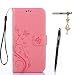Produktbild Samsung Galaxy A3 ( 2017 ) Hülle, Samsung Galaxy A3 ( 2017 ) Schutzhülle, Alfort 3 in 1 Lederhülle Fashion Design Premium PU Leder Hohe Qualität Tasche Case Cover Kasten Abdeckung Wallet für Samsung Galaxy A3 ( 2017 ) 4.7" Smartphone Funktion Standfunktion Unterstützte Telefone und Magnetverschluss mit Schmetterling ( Rosa ) + Alfort Schwarz Stylus Pen + Netter Staub Stecker