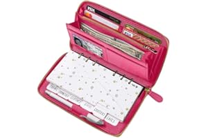 THREE WAY CUT Cash Envelope Wallet Magenta - All in One Budget System 12x Tabbed Cash Envelopes, 12x Monthly Budget Sheets Yearly budget planner, Complete Money Organizer Set for Cash RFID Blocking