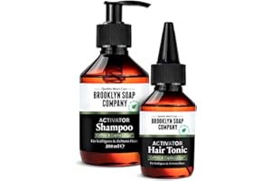 Brooklyn Soap Company Activator Hair Bundle szampon 200 ml i tonik do włosów, 100 ml, stymuluje porost włosów i zapobiega wypadaniu włosów, zestaw do codziennej pielęgnacji włosów