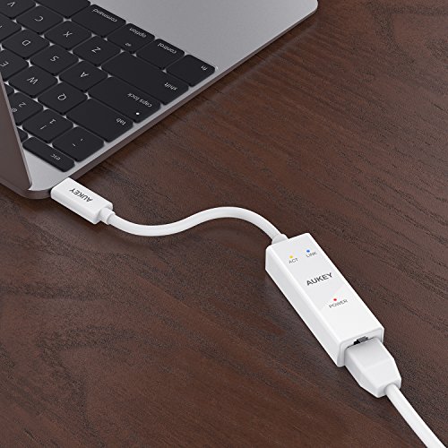 AUKEY USB C Adapter zu Gigabit Ethernet 1000 Mbps Type-C zu RJ45 Adapter mit 3 Anzeigen für Macbook Pro 2016 / Google ChromeBook Pixel und andere Type C Geräte, Weiß - 6