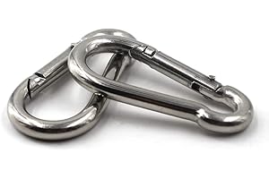 Merriway BH06887 Merriway-Mosquetón de Acero Inoxidable 316 A4 de Grado Marino M5 (3/16 Pulgadas), Paquete de 2, Tono Plateado