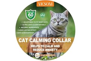 VICSOM Collier Apaisant pour Chats, Collier Calmante pour Chat, Anti Stress Chat et Collier Apaisant, Collier Anti-Anxiété de Taille Réglable Pheromones Chat Effet Apaisant et Naturel Orange 2PC