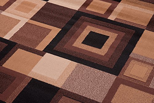 Designer Teppich Modern – Muster Karo Viereck in Braun – Top Wohnzimmer Design – Viele Größen Neuheit 200 x 300 cm - 3