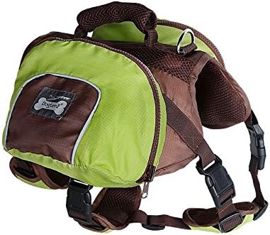 Hubulk Dog Saddlebag Backpack Adjustable Style Dog Accessory Harness Bag for Medium and Large dogs Outdoor Waterproof Portable Travel Hiking Camping Training (Green，M)