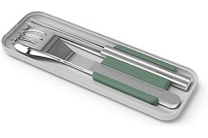 monbento - MB Slim Box Trio Bacchette - Verde Natural - Set di Posate per Lunch Box MB Original MB Square MB Sense e MB Foodie - Posate acciaio inox Forchetta Cucchiaio Bacchette