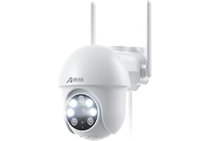 ANRAN 5MP Caméra Surveillance WiFi Extérieure, 360° PTZ Caméra IP avec Suivi Automatique, Vision Nocturne Couleur 30m, Audio Bidirectionnel, Alerte Instantanée, Détection de Mouvement, P3 Max Blanc