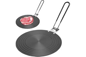 Yuragim Induktion Adapterplatte, 24 cm Adapterplatte für Induktionsherd, Induktionskochteller Adapter mit Faltbarer Griff, Diffusorplatte, Konverter für Gasherd, Induktionsherd, Kochfeld-Konverter