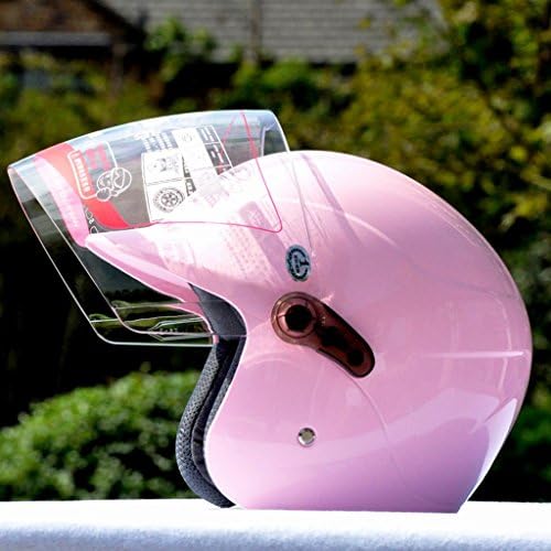 Helmet Cheap motorcycle electric car half men and women fall and winter (Color : Light Pink)