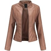 YYNUDA Women's leather jacket short jacket transition jacket made of faux leather with zip for autumn.