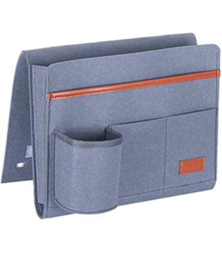 LIVEINU Sofa armleuning organizer met klittenbandsluiting sofa organizer bed tassen bed organizer ruimtebesparend voor bank of stoel bed opbergtas TV afstandsbediening houder grijs