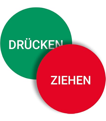 Türschild-Aufkleber Doppelseitig – PULL/ZIEHEN Rot, PUSH/DRÜCKEN Grün – Wetterfest, 5 Cm