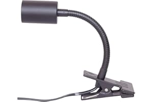 GROW GANG Pianta Grow Light Clip On Bulb Holder - Mains Powered Heavy Lamp Flexible Gooseneck Holder, Shelf Clamp, Table Cable Plug Socket, Spotlight Clip-On Desk, Clamp-On (Black)