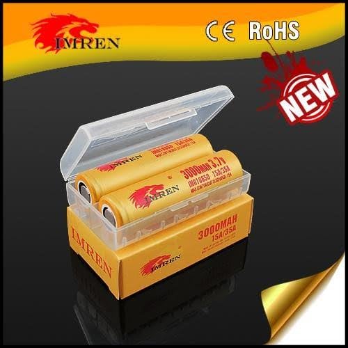 2 x IMREN IMR18650 3000mAh 40a 3.7V Li-ion rechargeable flat top battery in Genuine Imren Case
