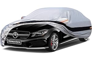 HOLTHLY 10 Layers Saloon Car Cover Waterproof Breathable Large,100% Waterproof Outdoor Car Covers Rain Snow UV Dust Protection Custom Fit for Mercedes CLA, Lexus IS250, BMW 2 Series, Etc.