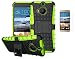 Produktbild HTC One M9 Plus/HTC One M9+(2015) Hülle +Panzerglas,TPU+PC Ultra Slim Silikon Tough Rugged Dual-Layer Hardcase with Built-in Kickstand Thin Stand Case,Wasserdicht Shockproof Anti Slip Protection Tasche Schutzhüllen für HTC One M9+(2015) 5.2Zoll-[grün]+Panzerglas/Schutzfolie/Displayschutzfolie