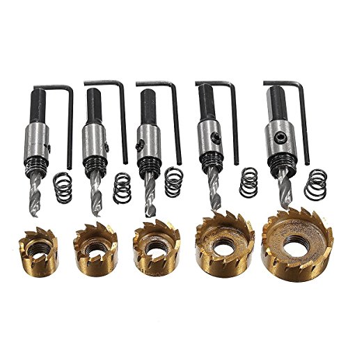 Welinks Bohrer Lochsäge-Set, 5 x HSS Hartmetall Spitze Lochsäge Zahn Cutter Bohrer Bit Lochsäge Kit Edelstahl High Speed Stahl Metall Legierung - 3