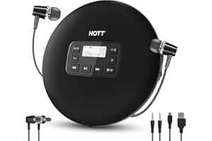 CHENFEC Tragbarer CD Player Bluetooth mit Lautsprechern, Wiederaufladbarer 1400mAh Discman CD-Player Tragbar mit Stoßschutz Anti-Skip-Schutz Kopfhörer und AUX-Kabel für Auto Haus & Reisen