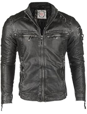 Cipo & Baxx Herren Kunstlederjacke Bikerjacke CM124-BLACK