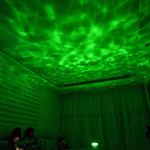 Lunsy Ozean Projektor Nachtlicht Kinder Atmosphäre Tischlampe mit Multifunktionale Fernbedienung (Musik-Eingang/ 7Lichtmodi/4 Naturklänge ), für Schlafzimmer Babyzimmer Kinderzimmer, TF Steckplatz/USB Klinken Kabel, Schwarz - 6
