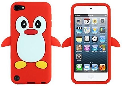 Tsmine Apple iPod touch 6th,5th Generation Penguin Cartoon Case - Cute 3D Penguin Soft Silicone Back Washable Cover Case Protective Skin, Green