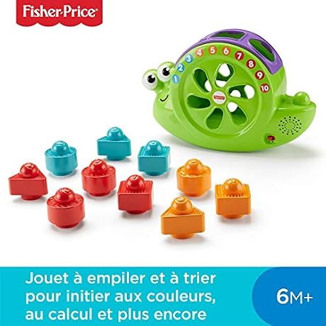 Fisher Price Mon Ami lEscargot Jouet Bb pour Apprendre les Formes les Chiffres et les Couleurs avec 10 Musiques 6 Mois et Plus FRB87