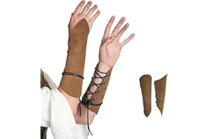 ADFUENOM 1 Paar Mittelalterliche Leder Arm Bracers Viking Arm Guards Bogenschießen Arm Gauntlet Armband Breite Arm Armor Manschette für Frauen Männer
