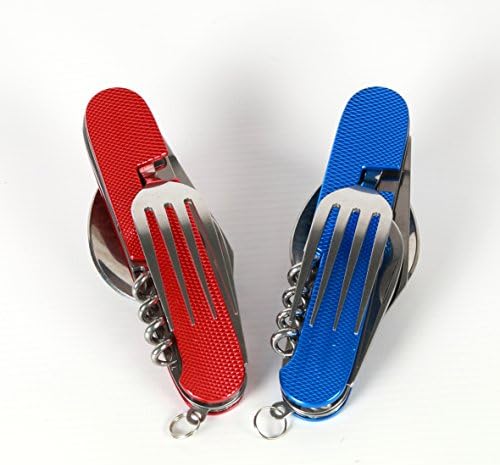 MULTI FUNCTIONAL KNIFE AND FORK INCLUDING BOTTLE OPENER, CORK SCREW AND SPOON