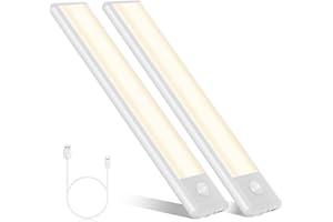 FLOWood Lampada da incasso da cucina, 30 LED, 2 pezzi, illuminazione a LED, 1200 mAh, sensore di movimento, striscia luminosa a LED, 250 lm, per scale, camera da letto, luce bianca calda, 20 cm