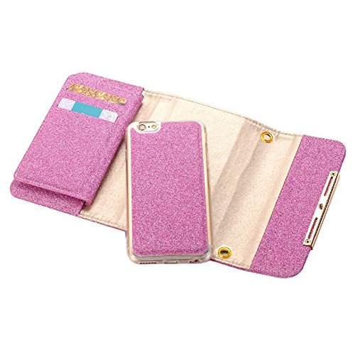 XGUO iPhone 6 Plus 6S Plus Multifunktions Geldbörse Clutch Bling Kristall Schutzhülle Case Cover Mit 7 Kartenfächer Wallet Brieftasche abnehmbaren Magnet Handy Schutzhülle(iPhone 6 Plus/6S Plus,Rose) - 4
