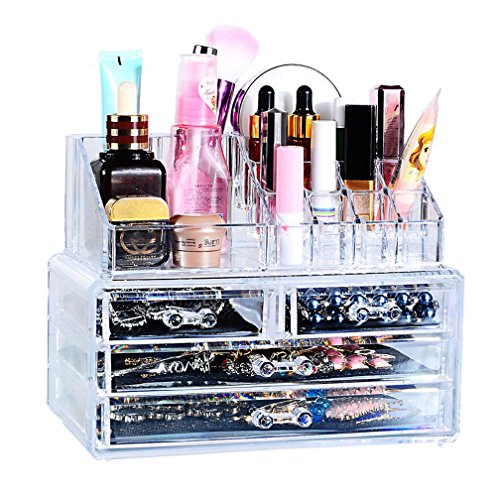MJARTORIA Acryl Kosmetik Organizer Make Up Aufbewahrung Ordnungsständer Schubladenbox 4 Stücke Sortierkasten